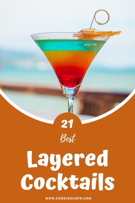 21 BEST Layered Cocktails To Impress Your Guests🍹 Layered Alcoholic Drinks, Layered Cocktails Recipes, Malibu Sunset Cocktail, Chambord Cocktails, Layered Shots, Blueberry Margarita, Layered Cocktails, Sunset Cocktail, Layered Drinks