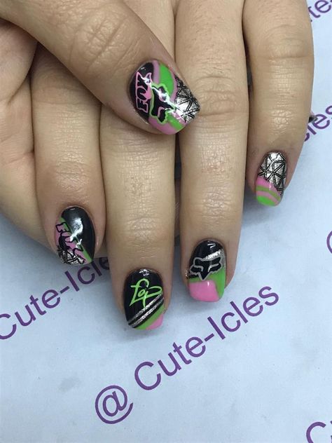 Fox Racing Nails, Racing Nails, Anchor Nail Art, Anchor Nails, Fox Brand, Paws And Claws, Manicure Ideas, Nails 2023, Neon Nails