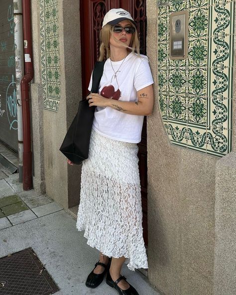 It's Trend Tuesday and we're bringing out a 2014 trend - Lace Skirts are back and in full force. Discover our Spring Edit via link in bio. White Sheer Skirt Outfit, Sheer White Skirt Outfit, Lace Skirt Outfit Summer, White Lace Skirt Outfit, Lace Top Outfit White, Full Skirt Outfit, White Lace Maxi Skirt, Crochet Skirt Outfit, Spring Edit