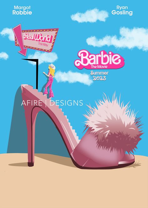 Barbie Movie minimalist poster Barbie Promotion Poster, Barbie Minimalist Poster, Barbie Movie Illustration, Barbie Design Poster, Barbie Poster Design, Barbie Illustration Art, Barbie Movie Art, Barbie Graphic Design, Movie Minimalist Poster