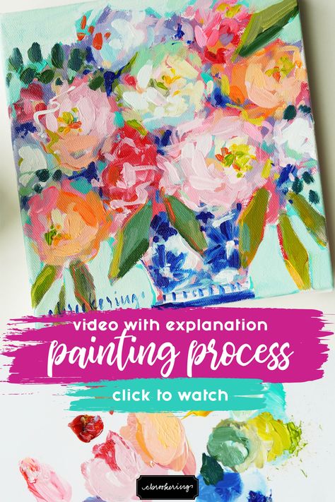 How To Paint Loose Acrylic Flowers, Loose Acrylic Florals, How To Paint Abstract Flowers Acrylics, Diy Abstract Flower Painting, Abstract Floral Paintings Acrylics Tutorial, Loose Acrylic Painting Tutorials, Loose Floral Painting, Abstract Floral Painting Tutorial, Painting Flowers Acrylic Step By Step