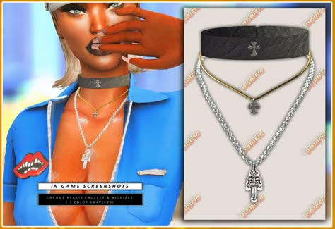 Chrome Hearts Sims 4 Cc, Sims 4 Chrome Hearts, Sims 4 Chrome Hearts Cc, Sims4 Accessories, Chrome Hearts Earring, Sims 4 Expansions, Chocker Necklace, Ragged Priest, Cc Sims