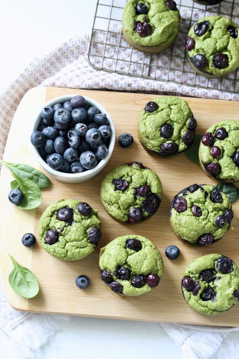 spinach muffins 7 | Milk & Honey Nutrition Easy Food For 9 Month Old, Blueberry Veggie Muffins, Blueberry Blender Muffins, Blender Food Recipes, Spinach Applesauce Muffins, Blender Muffins Toddler, Spinach Muffin Recipes, Spinach Breakfast Muffins, Spinach Muffins Healthy