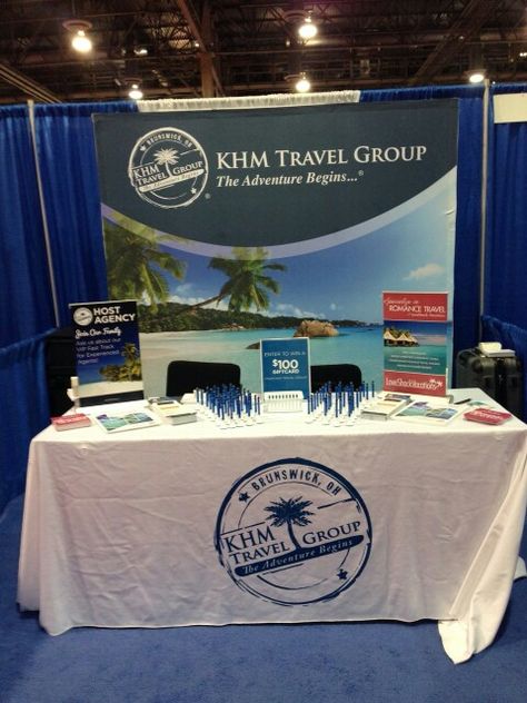 KHM Travel Group booth at Home Based Travel Agent Forum 2015 in Las Vegas!  #khmlive #vegas Wedding Show Booth, Travel Agent Career, Bridal Show Booths, Tradeshow Booth Display, Vendor Table, Stand Feria, Vendor Displays, Culture Day, Craft Fair Displays