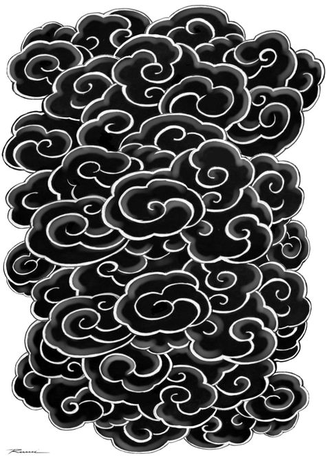 Get a unique and personalized tattoo design created exclusively for you. Stand out with a one-of-a-kind design! Japanese Cloud Shoulder Tattoo, Geometric Cloud Tattoo, Japanese Air Tattoo, Japanese Storm Tattoo, Japanese Sky Tattoo, Cloud Design Tattoo, Japanese Background Tattoo Design, Backgrounds For Tattoos, Japanese Clouds Design