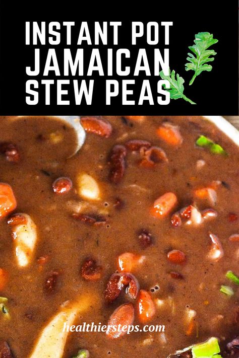 Jamaican Instant Pot Recipes, Stew Peas Jamaican Recipe, Jamaican Red Pea Soup Recipe, Jamaican Dumplings, Jamaican Rice And Peas Recipe, Rice And Peas Recipe, Jamaican Stew, Jamaican Stew Peas, Jamaican Rice And Peas