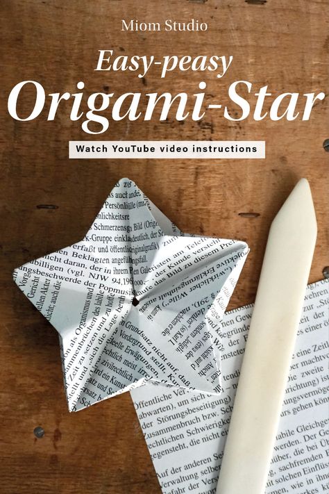 All you need for this star are five square sheets of paper! Once you figure out how to put the papers together, this star is really easy to make. Use newspapers, magazines or old books for an upcycling project. Use it as a small gift, Advent decoration or Christmas tree decoration. Click here for the video instructions on YouTube. Enjoy crafting! Origami Stars Christmas, Diy Paper Stars Origami, Old Book Christmas Decorations, Card Stock Christmas Crafts, Folding Paper Stars, Newspaper Christmas Decorations, Easy Origami Christmas Ornaments, Star Paper Origami, Diy Christmas Star Paper