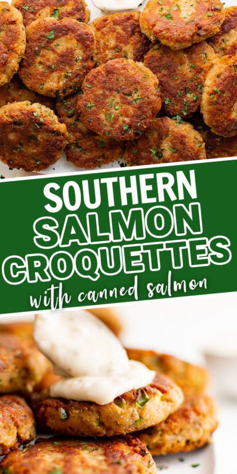 Salmon Croquettes Recipe Southern, Canned Fish Recipes, Fried Salmon Recipes, Salmon Croquettes Recipe, Seafood Dinner Party, Side Dishes For Salmon, Canned Salmon Recipes, Salmon Cakes Recipe, Celery Recipes