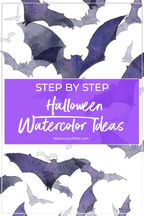 Spooky Watercolor Paintings Easy, Scarecrow Watercolor Painting, Creepy Watercolor Art Easy, Halloween Canvas Paintings Step By Step, Watercolour Ghost Painting, Halloween Art Tutorials, Spooky Watercolor Halloween Art, Fall Watercolor Cards Diy, Watercolor Halloween Art For Kids