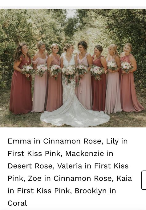 Bridesmaid Color Palette, Bridesmaid Dress Color Schemes, Bridesmaid Color Scheme, Dusty Pink Bridesmaid Dresses, Peach Bridesmaid Dresses, Wedding Color Pallet, Fall Bridesmaids, Dusty Rose Bridesmaid Dresses, Fall Bridesmaid Dresses