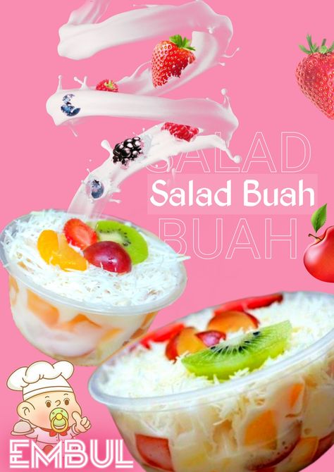 Banner Salad buah simpel pink Logo Salad Buah Design, Salad Buah Photography, Salat Buah, Salad Design, Resep Salad, Banner Ideas, Ipa, Fruit Salad, Mochi