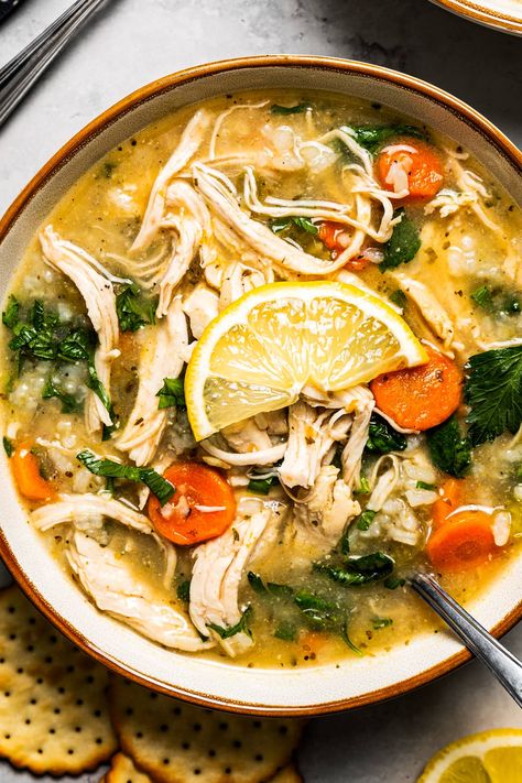 Chicken Rice Spinach Soup, Chicken Soup With Green Beans, Healthy Chicken And Rice Soup, Healthy Chicken Veggie Soup, Easy Chicken Vegetable Soup, Slow Cooker Chicken Vegetable Soup, Kale And Chicken Soup, Soup With Rotisserie Chicken Healthy, Soup Shredded Chicken