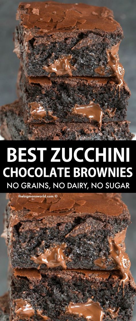 Zucchini Chocolate, Best Zucchini, Low Sugar Desserts, Zucchini Brownies, Low Carb Low Fat Recipes, Baking Powder Uses, Baking Soda Beauty Uses, Diet Recipes Easy, No Dairy