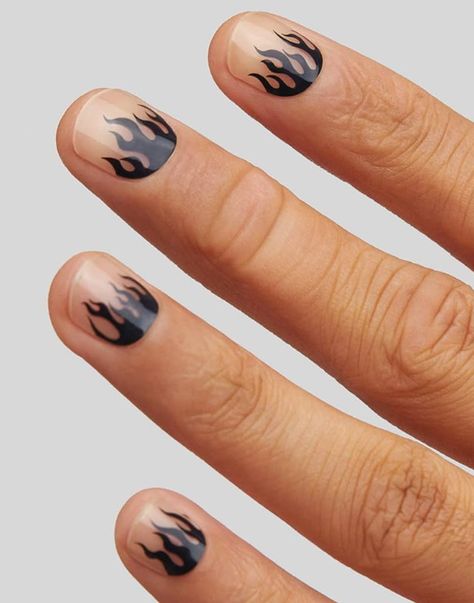 Flame Nail Art, Orange Nail Designs, Minimal Nails Art, Natural Nail Care, Natural Nail Designs, Mens Nails, Manicure Nail Designs, With Tattoo, Edgy Nails