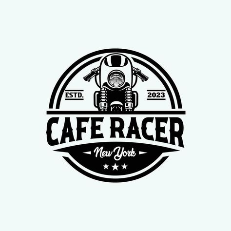 Cafe Racer New York Circle Emblem Badge Logo Vector Isolated. Best for Motorbike Garage and Mechanic Sticker Logo Motorcycle Shop Logo, Motorcycle Brand Logo, Cars And Coffee Logo, Motorcycle Repair Shop Logo, Motor Company Logo, Burger Icon, Mechanics Logo, Bike Quotes, Cafe Racing