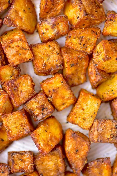 Air Fryer Home Fries Air Fryer Home Fries, Bread Calories, Sauteed Eggplant, Recipes With Naan Bread, Grilled Chicken Tenders, Yellow Food, Gluten Free Italian, Low Carb Flour, Home Fries