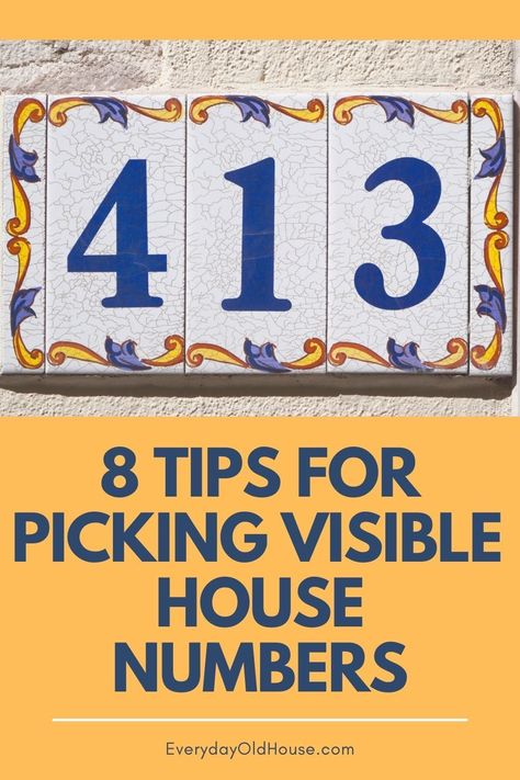 Not only do your house numbers increase curb appeal, they are also are essential in an emergency. Check out these tips to help you choose the right visible house numbers that are both functional AND decorative. Colonial House Number Ideas, House Number Ideas Traditional, Address Numbers On House Front Porches, House Number Placement, Address Numbers On House, Colonial House Numbers, House Numbers Ideas Outdoor, Written Out House Numbers, Rural House Number Sign