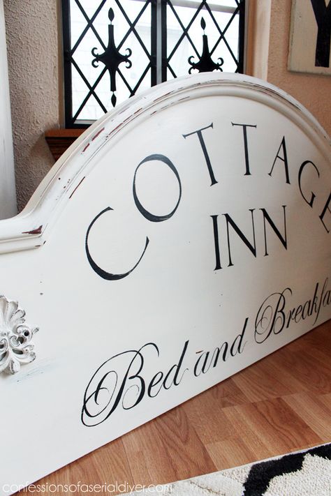 Bed And Breakfast Sign, Headboard Sign, Repurposed Headboard, Bed And Breakfast Inn, Cottage Signs, Refurbished Furniture, Thrift Stores, Redo Furniture, Repurposed Furniture