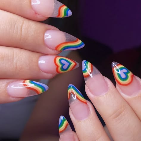 Almond Shape Nail Designs, Short Nail Design, Almond Shaped Nails Designs, Pride Nails, Flag Nails, Rainbow Nails Design, Nails Design Ideas, Coffin Shape, Short Nail