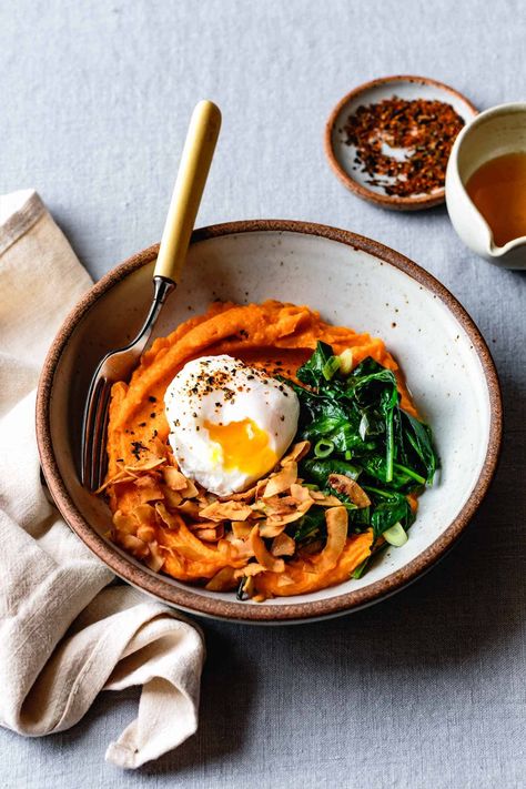 Sweet Potato Breakfast Recipes, Sweet Potato Breakfast Bowl, Potato Breakfast Bowl, Breakfast Bowl Egg, Whipped Sweet Potatoes, Bojon Gourmet, Breakfast Bowls Recipe, Savory Sides, Potato Breakfast