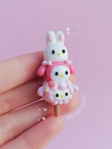 Polymer Clay Crafts Kawaii, Rilakkuma Clay, My Melody Clay, Have A Nice Week, My Sweet Piano, Clay Inspo, Polymer Clay Kawaii, Clay Keychain, Clay Diy Projects