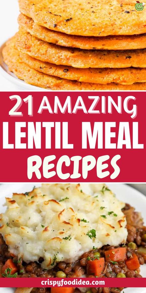 These easy lentil recipes are best for meal prep and for high protein diet. What To Eat With Lentils, How To Cook With Lentils, Lentil Pilaf Recipe, Things To Make With Lentils, Lentil Protein Recipes, Lentil Meals Healthy, Ways To Use Lentils, Meals With Lentils Dinners, Vegetarian Recipes With Lentils