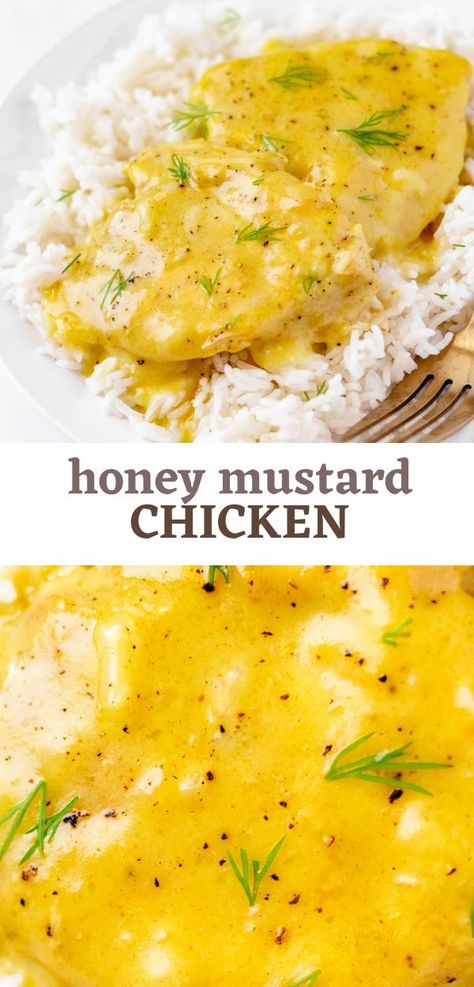 Creamy Honey Mustard Chicken Recipe Honey Mustard Chicken And Rice, Honey Chicken Recipes Easy, Honey Chicken Recipes, Easy Supper Dishes, Dijon Mustard Chicken, Easy Chicken Breast Recipes, Creamy Honey Mustard Chicken, Honey Mustard Chicken Breast, Creamy Honey Mustard