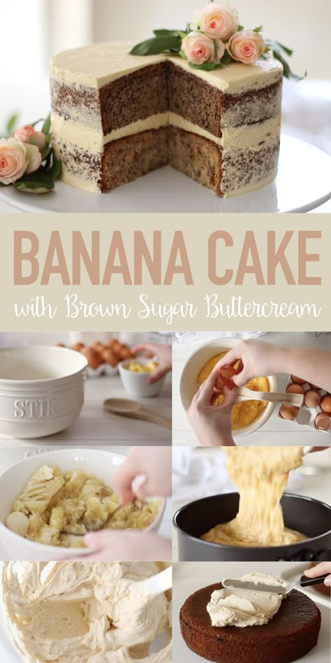 Cake Made With Bananas, Banana Cake Buttercream Frosting, Banana Cake With Brown Sugar Frosting, Roasted Banana Cake, Make My Own Birthday Cake, The Best Banana Cake Recipe, Banana Bread Wedding Cake, Banana Birthday Cake Recipe, Birthday Banana Cake