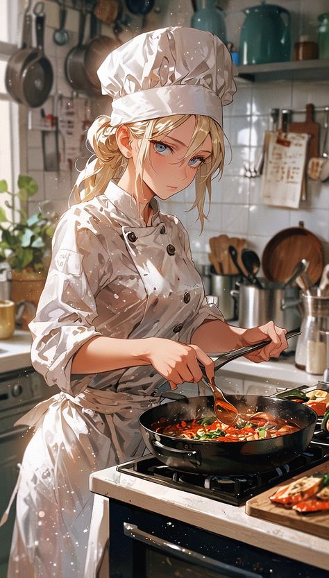 Chef Art Drawing, Anime Chef, Samurai Wallpaper, Queen Anime, Manga Characters, Anime Outfits, Anime Scenery, Character Concept, Anime Images