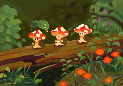 Mushroom Wallpaper, Arte Inspo, Mushroom Art, Dessin Adorable, Fantasy Illustration, 영감을 주는 캐릭터, Ipad Wallpaper, الرسومات اللطيفة, Cute Illustration