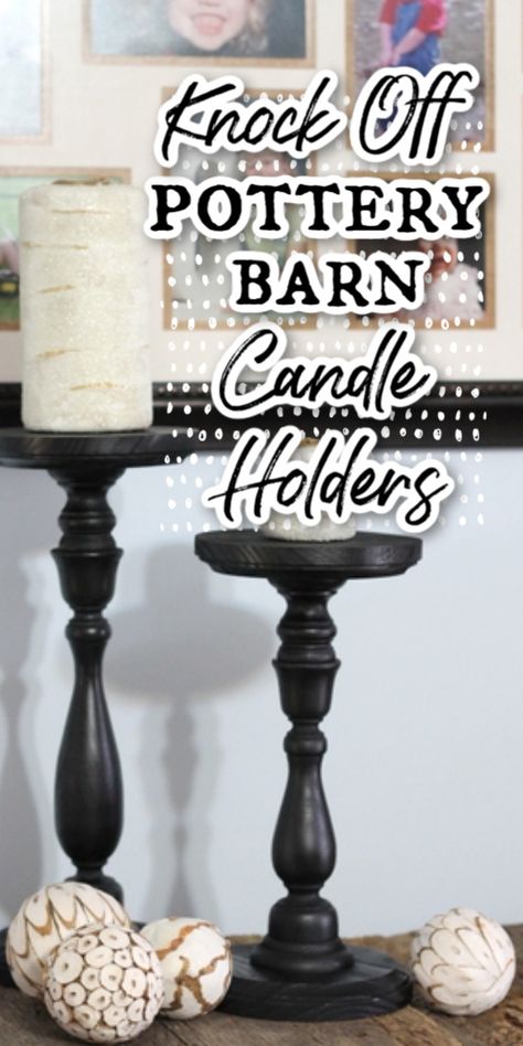 Want to mimic those candle holders you see on the Pottery Barn website? Try making these DIY candle holders that look just like the originals! #candleholders #potterybarn #diy Pottery Barn Candle, Pottery Barn Candle Holder, Diy Wood Candles, Fancy Candle Holders, Pottery Barn Candles, Diy Candle Stick Holder, Candle Holders Diy, Pottery Barn Diy, Diy Candle Sticks