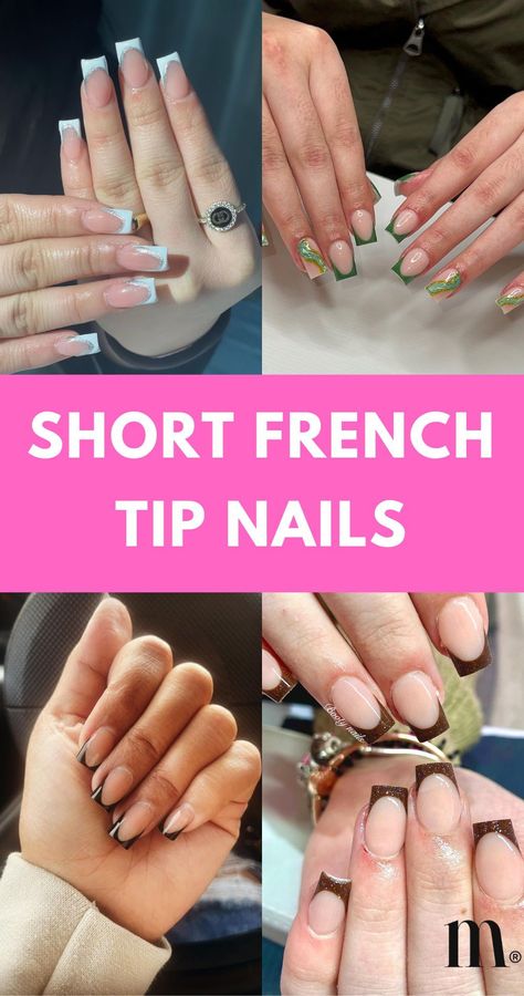 Feast your eyes on this exclusive collection of over 50 short French tip nail designs. We aim to inspire your nail art choices for your forthcoming salon appointment! Tip Nail Ideas, French Tip Nail Ideas, Short French Tip, Tip Nail Designs, Ombre French Tips, Classic Nail Designs, Gold French Tip, Colored French Tips, Coco Nails