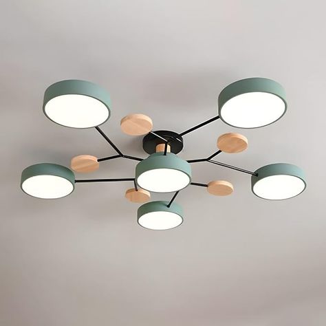 OTTOSON Wood Light Fixtures Ceiling, Nordic Molecule LED Ceiling Light Circle Round Shade White Semi Flush Mount Light Modern Acrylic Ceiling Lamp for Bedroom - 4 Light - Amazon.com Foyer Colors, Light Circle, Semi Flush Mount Light, Metal Ceiling Lamp, Wood Lamp Shade, Wood Light Fixture, Acrylic Chandelier, Circle Light, Glas Art