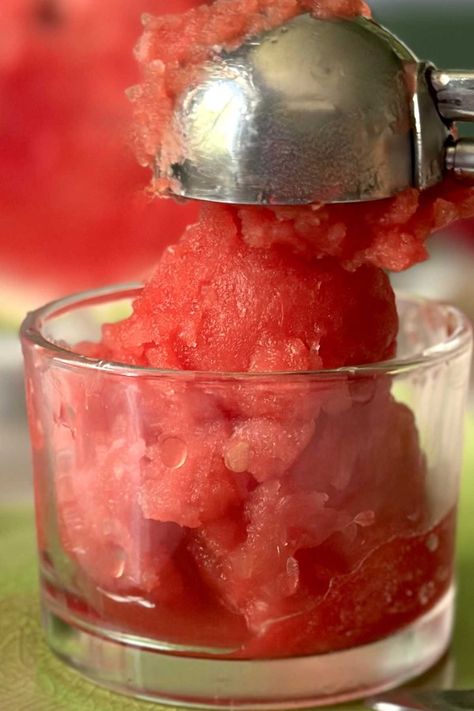 Refreshing Watermelon Sorbet Recipe - Recipes from Italy Watermelon Sorbet Recipe, Watermelon Sorbet Recipes, Recipes From Italy, Watermelon Sorbet, Sorbet Recipe, Frozen Watermelon, Strawberry Sorbet, Low Calorie Dessert, Ice Cream Makers