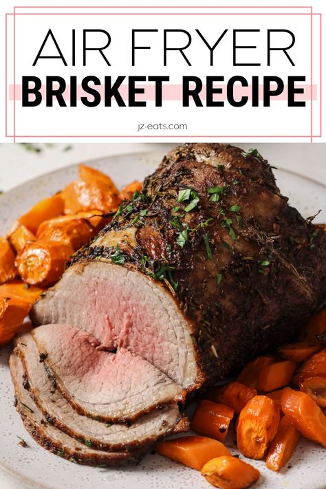 Great for a Sunday dinner or holiday meal, this Air Fryer Brisket is an easy recipe that's sure to turn out perfect every time! Airfryer Brisket, Air Fryer Beef Brisket, Air Fryer Dinner Recipes Beef, Beef Brisket Air Fryer Recipe, Brisket Air Fryer Recipe, Air Fryer Beef Brisket Recipes, Air Fryer Brisket Recipes, Brisket Air Fryer, Brisket In Air Fryer