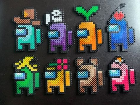 Among Us Perler Beads, Perler Beads Ideas, Hamma Beads Ideas, Easy Perler Bead Patterns, Melty Bead Patterns, Easy Perler Beads Ideas, Pearl Beads Pattern, Perler Bead Templates, Perler Crafts