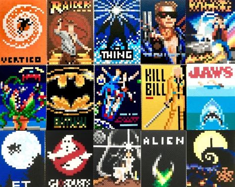 Retro Games Pixel, Art Perler Beads, Hamma Beads Ideas, Iconic Movie Posters, Perler Crafts, Motifs Perler, Pixel Art Grid, Hamma Beads, Beads Ideas