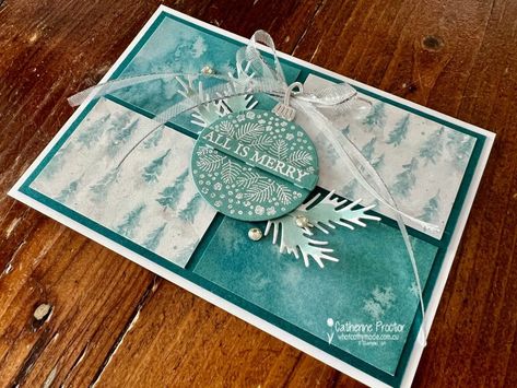 AWH Heart of Christmas Week 2 - Hang an Ornament Bundle  - What Cathy Made Stampin Up Hang An Ornament 2024, Su Hang An Ornament, Stampin Up Hang An Ornament Cards, Hang An Ornament Stampin Up Cards, Stampin Up Hang An Ornament, Christmas Week, Ornament Card, Stamped Christmas Cards, Fancy Fold Card Tutorials