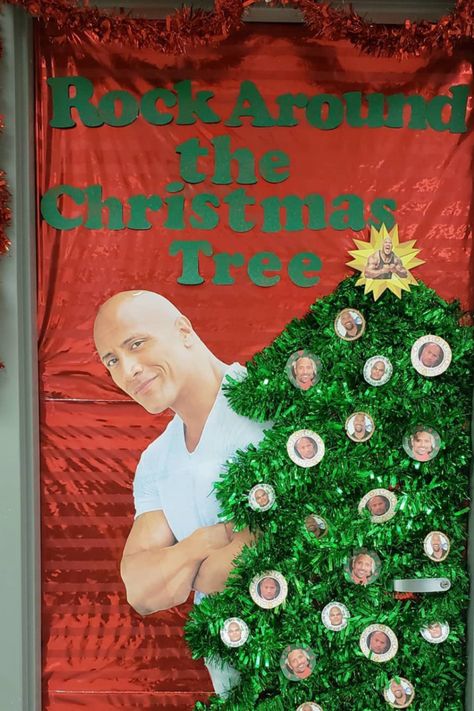 25 of the Best Christmas Door Decorations We Have Ever Found Online Best Classroom Christmas Door, Classroom Door Decorations Christmas Tree, Christmas Ideas For Bulletin Boards, Er Christmas Door Decorations, Winning Door Decorating Contest, School Holiday Door Decorating Ideas, Door Design Classroom Christmas, Rock Around The Christmas Tree, Funny Door Decorations Classroom