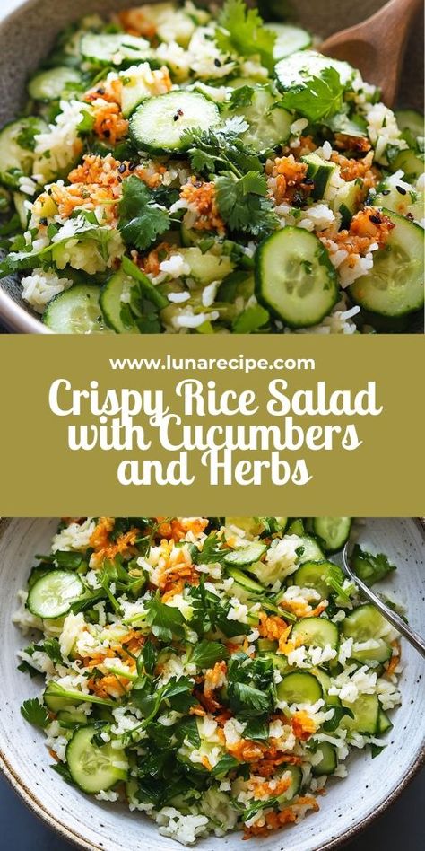 This Crispy Rice Salad with Cucumbers and Herbs is all about texture and flavor! 🥗🍚 With crunchy rice, fresh cucumbers, and aromatic herbs, this salad is a refreshing and satisfying dish perfect for lunch or dinner. It’s easy to make and packed with vibrant, delicious ingredients.

📌 Save this pin to make a crispy and flavorful rice salad that will elevate your meal!
#CrispyRiceSalad #HealthyMeals #FreshAndFlavorful #EasySaladRecipes #CrunchyAndRefreshing #VibrantSalads Crispy Rice Cucumber Salad, Crunchy Rice Salad, Crispy Rice Salad, Crunchy Rice, Flavorful Rice, Rice Salad Recipes, 2024 Recipes, Crispy Rice, Easy Eat