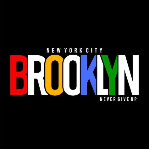 Brooklyn typography design vector premiu... | Premium Vector #Freepik #vector #t-shirt-graphic #urban-style #t-shirt-design #t-shirt-graphics Urban T Shirt Design, Typography Design Tshirt, Brooklyn Logo Design, Urban Style Logo Print T-shirt For Streetwear, Graphic Tee T-shirt With Logo Lettering For Streetwear, Urban Crew Neck T-shirt With Text Print, Urban Cotton T-shirt With Text Print, Brooklyn Typography, Brooklyn T Shirt Design