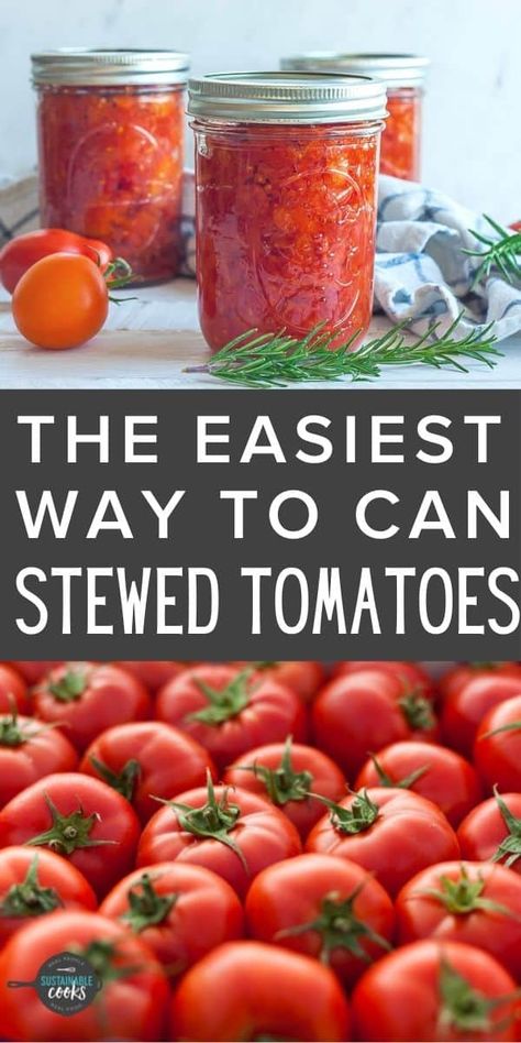 Follow this step by step tutorial to learn how simple Canning Stewed Tomatoes can be. A key ingredient for so many comfort foods, canning crushed tomatoes is a recipe that can be pressure canned or done via water bath canning. Canning Stewed Tomatoes From Frozen, How To Can Stewed Tomatoes Easy, Stewed Canned Tomatoes Recipe, Stewed Tomatoes Canning Recipe Easy, Waterbath Canning Stewed Tomatoes, Stewed Tomatoes Recipe Canned Water Bath, Can Stewed Tomatoes Recipes, Canning Stewed Tomatoes For Beginners, Canning Recipe For Rotel Tomatoes