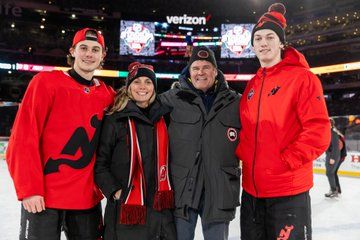 New Jersey Devils on X: "Family fun at the Meadowlands. #NJDevils | #StadiumSeries https://t.co/ZOY68jxv13" / X Hughes Family, Hockey Players Funny, Luke Hughes, Hughes Brothers, Jack Hughes, Hot Hockey Players, Ralph Macchio, Dear Future Husband, New Jersey Devils