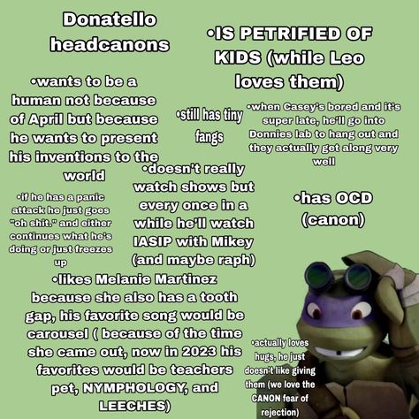 Tmnt Alignment Chart, Donatello Headcanons, 2012 Donatello Fanart, 2012 Tmnt Headcanons, Donnie X Casey Tmnt 2012, Donatello Tmnt 2012, Tmnt Headcanons, Tmnt 2012 Donnie, Tmnt Drawings