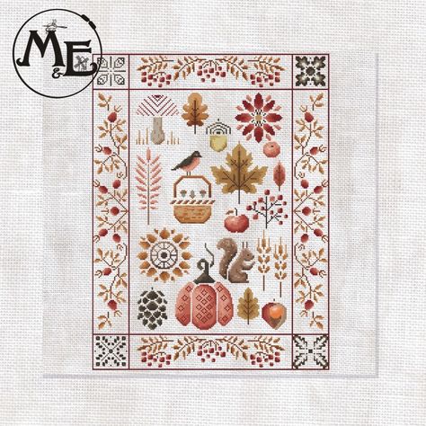 Leaf Cross Stitch, Cross Stitch Wall Art, Stitch Wall Art, Cross Stitch Calculator, Cross Stitch Fall, Cross Stitch Autumn, Autumn Cross Stitch, Autumn Cross Stitch Patterns, Cross Stitch Cross