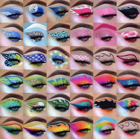 Cute Makeup Designs, Make Up Looks Crazy, Amazing Makeup Looks, Crazy Eye Makeup Creative, Makeup Ideas Colorful Creative, Fun Makeup Ideas Easy, Make Up Ideas Creative, Makeup Ideas Crazy, Creative Eye Makeup Looks