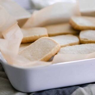 Discard Sourdough Shortbread Cookies - Farmhouse on Boone Sourdough Shortbread, Farmhouse On Boone, Shortbread Cookies Recipe, Recipe Using Sourdough Starter, Homemade Recipes Dessert, Buttery Shortbread Cookies, Sourdough Starter Recipe, Homemade Dessert, Dipped Cookies