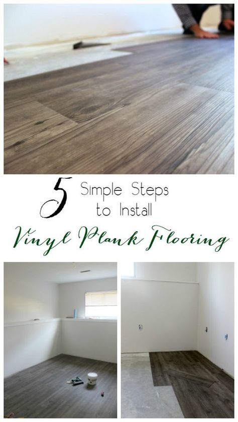 5 Steps to Install Vinyl Plank Flooring via @lindivs. Great tips and instructions for your own home decor projects. Vynil Plank, How To Install Vinyl Plank Flooring, Basement Finishing, One Room Challenge, Walkout Basement, Basement Flooring, Challenge Week, Basement Remodel, Room Challenge