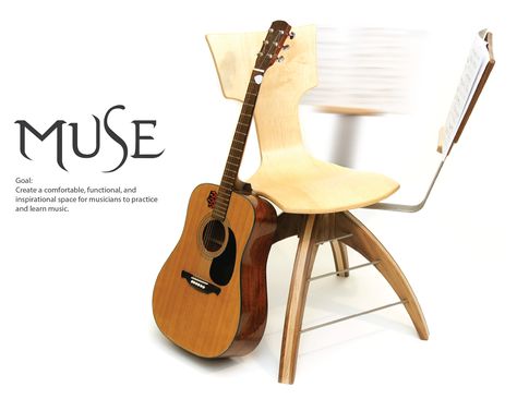 Ergonomic guitar practice chair Musical Chair, Guitar Table Furniture, Guitar Stool Diy, Guys Bedroom Ideas, Cheap Accent Chairs, Guitar Chair, Music Furniture, Wooden Guitar Stand, Guitar Studio