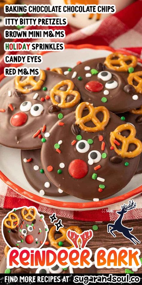 Reindeer Bark, Christmas Bark Recipes, Bark Recipes, Christmas Bark, Christmas Candy Homemade, Easy Christmas Candy Recipes, Fun Holiday Treats, Candy Ideas, Special Occasion Food